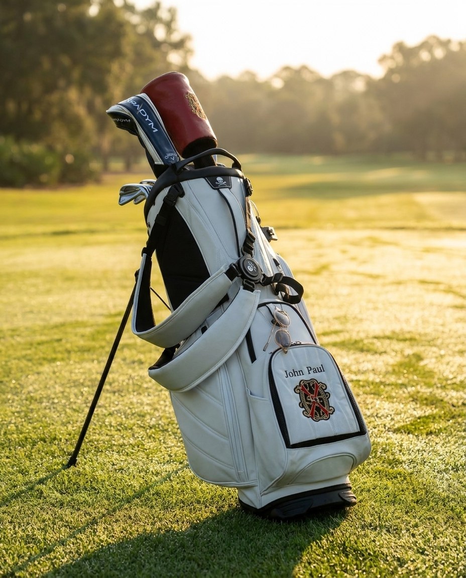 Bolsa de golf con monograma bordado, en el green